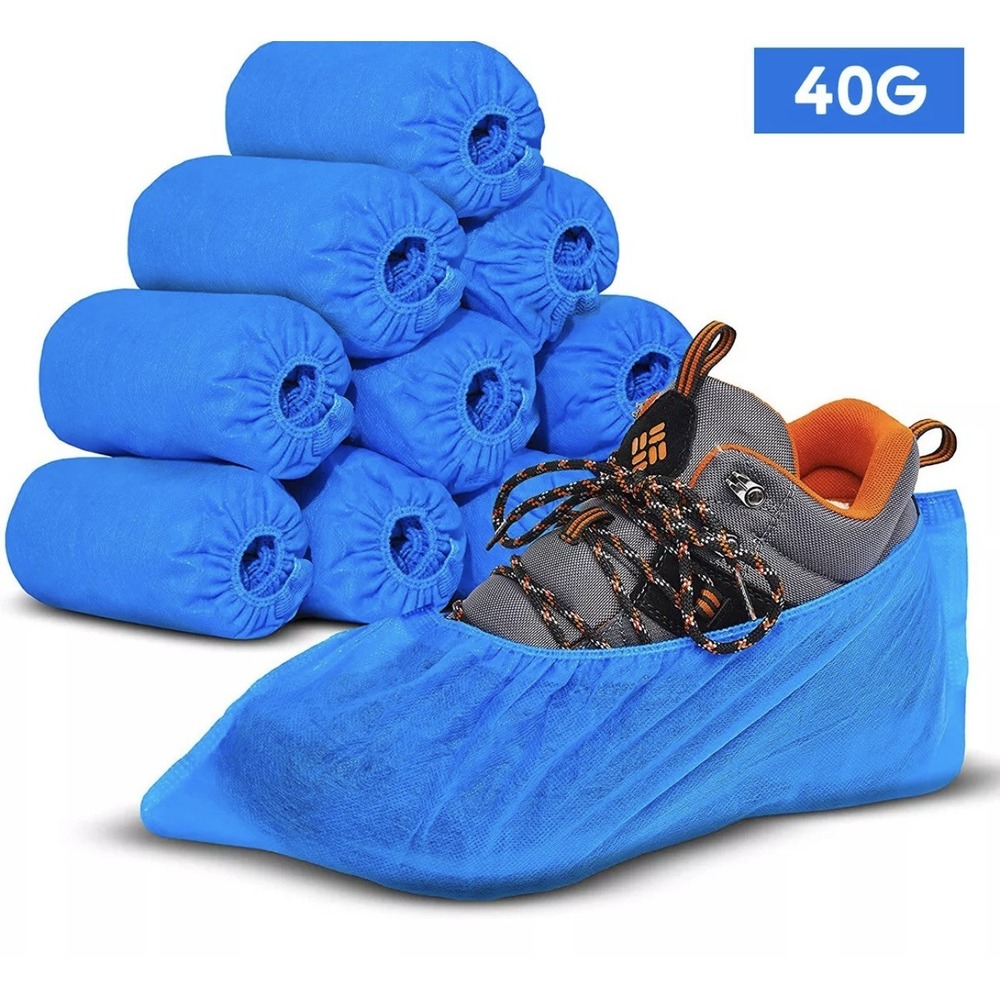 100Pcs Blue Disposable Shoe Covers Non-woven Non-Slip Resistant Dust proof NEW - Picture 5 of 5